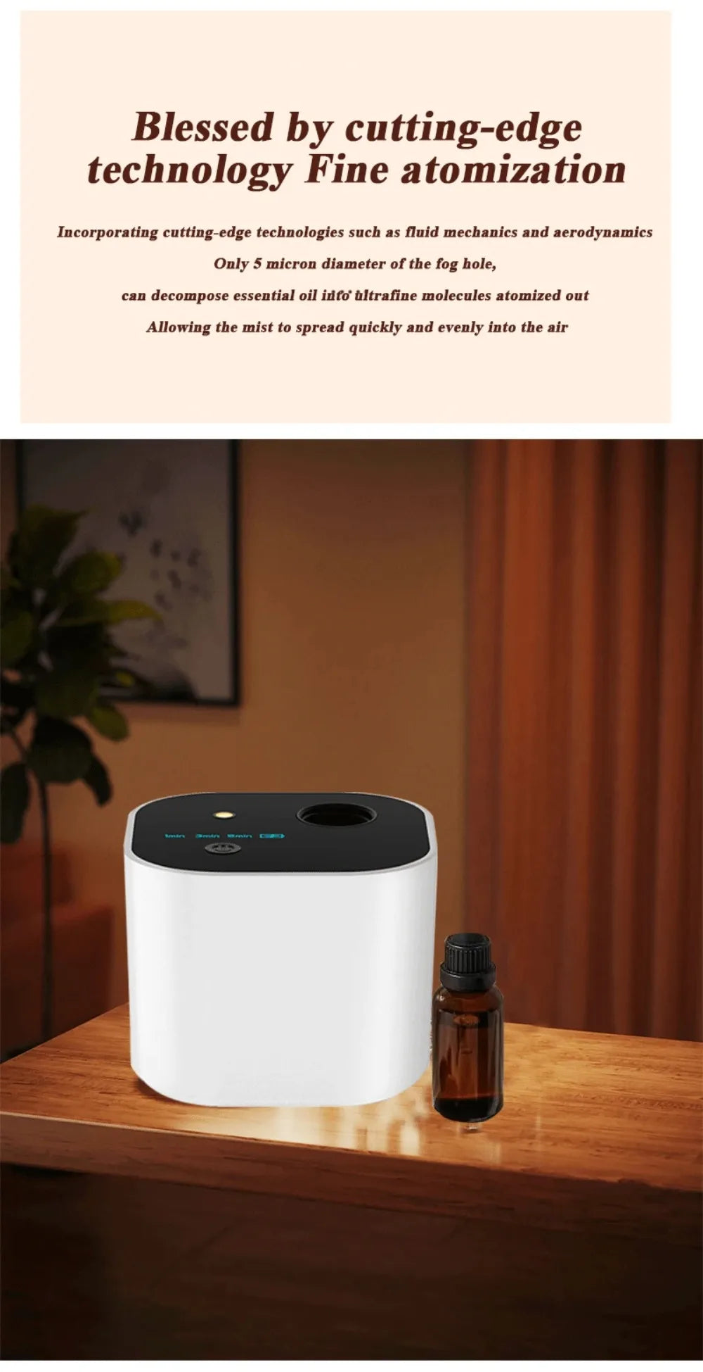 USB Rechargeable Waterless Aroma Diffuser Portable Fragrance Diffuser Smell Distributor Electric Smell for Home Office