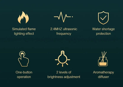 USB Desktop Flame Aroma Diffuser Humidifier 7 Colors Simulation Light Aromatherapy Air Purifier for Bedroom/Essential oil set