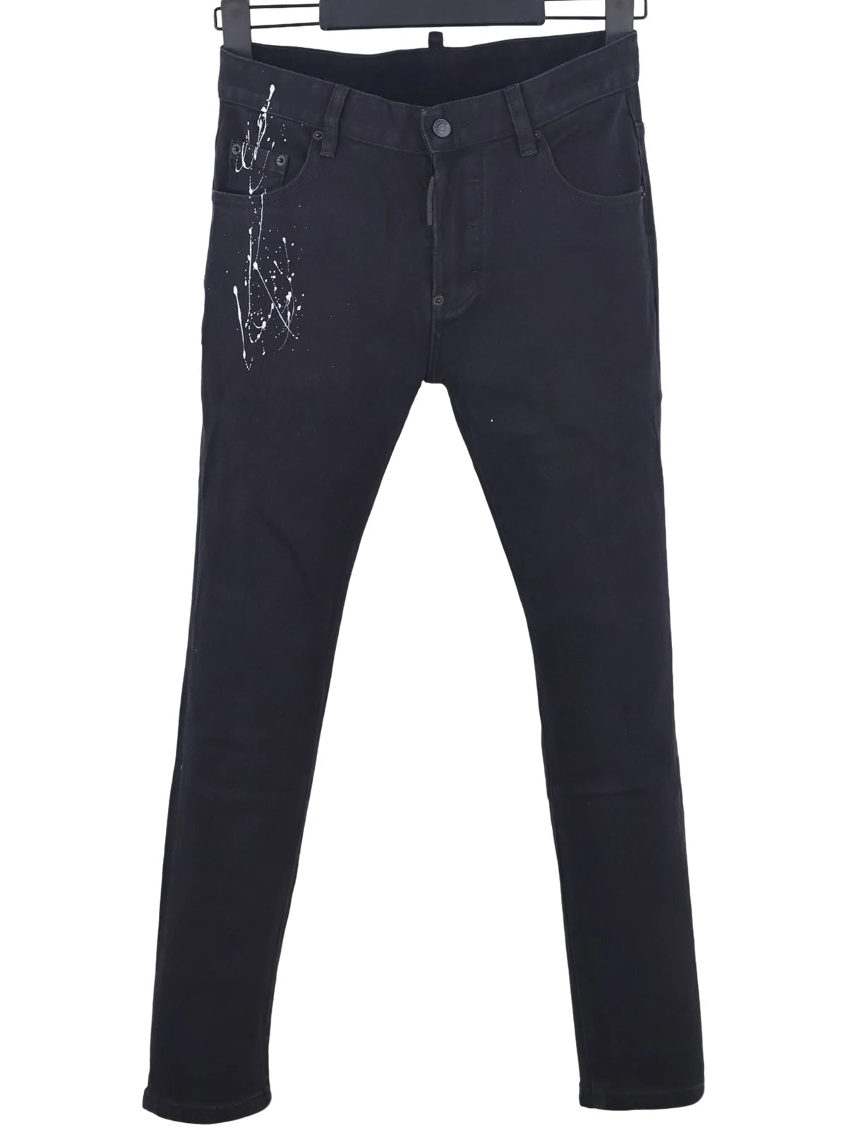 6057 Four Seasons New Men's Wear Washed Ripped Patch Paint Slim-fit Feet Blue Jeans for Men