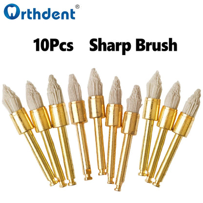 10Pcs Dental Polishing Brush Flat Sharp Bowl Type Aluminum Polisher RA 2.35mm Fit for Contra Angle Handpiece Dentistry Lab Tool