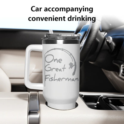 1200ML Stainless Steel Thermos Cup with Straw & Handle Ice Coffee Drink Vacuum Insulated Cup Car Travel Gym Outdoor Water Bottle