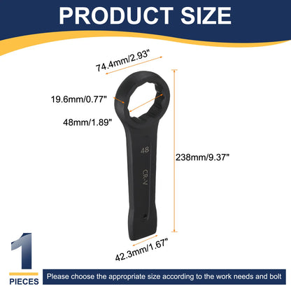 Uxcell Box End Striking Ring Wrench 17mm-48mm Metric CR-V Steel 12-Point Flat Strike Wrench Baking Paint Single Head Spanner