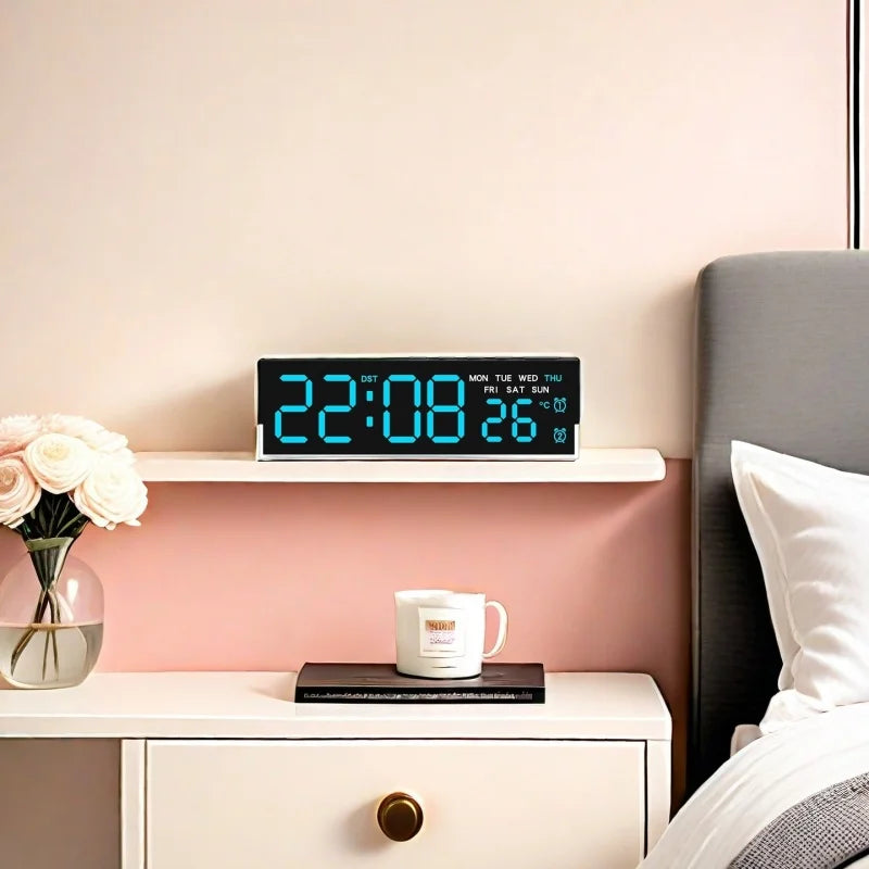 LED Digital Alarm Clock Temperature Week 2 Alarms Ambient Light Brightness Adjustment Bedside Electronic Table Clock USB Powered