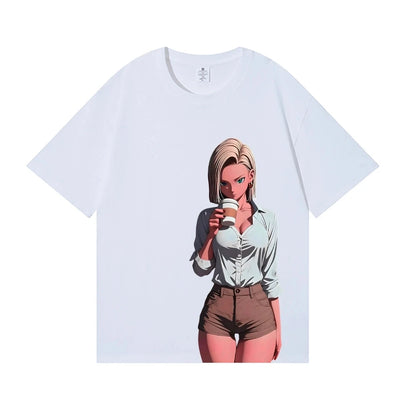 Dragon Ball Android 18 Japanese Style Classic Tee High-quality Streetwear Men's Clothing Women Clothing 2026 Summer New T Shirt