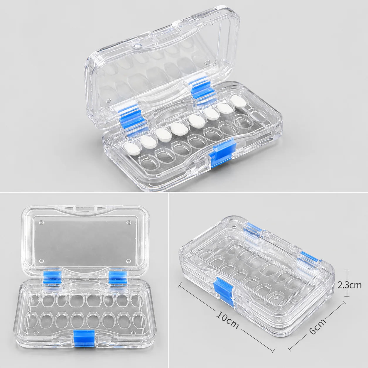 Dental Veneer Membrane Box with Film Transparent Denture Storage Box with 6/16 Hole for Small Crown Dentistry Materials Tools