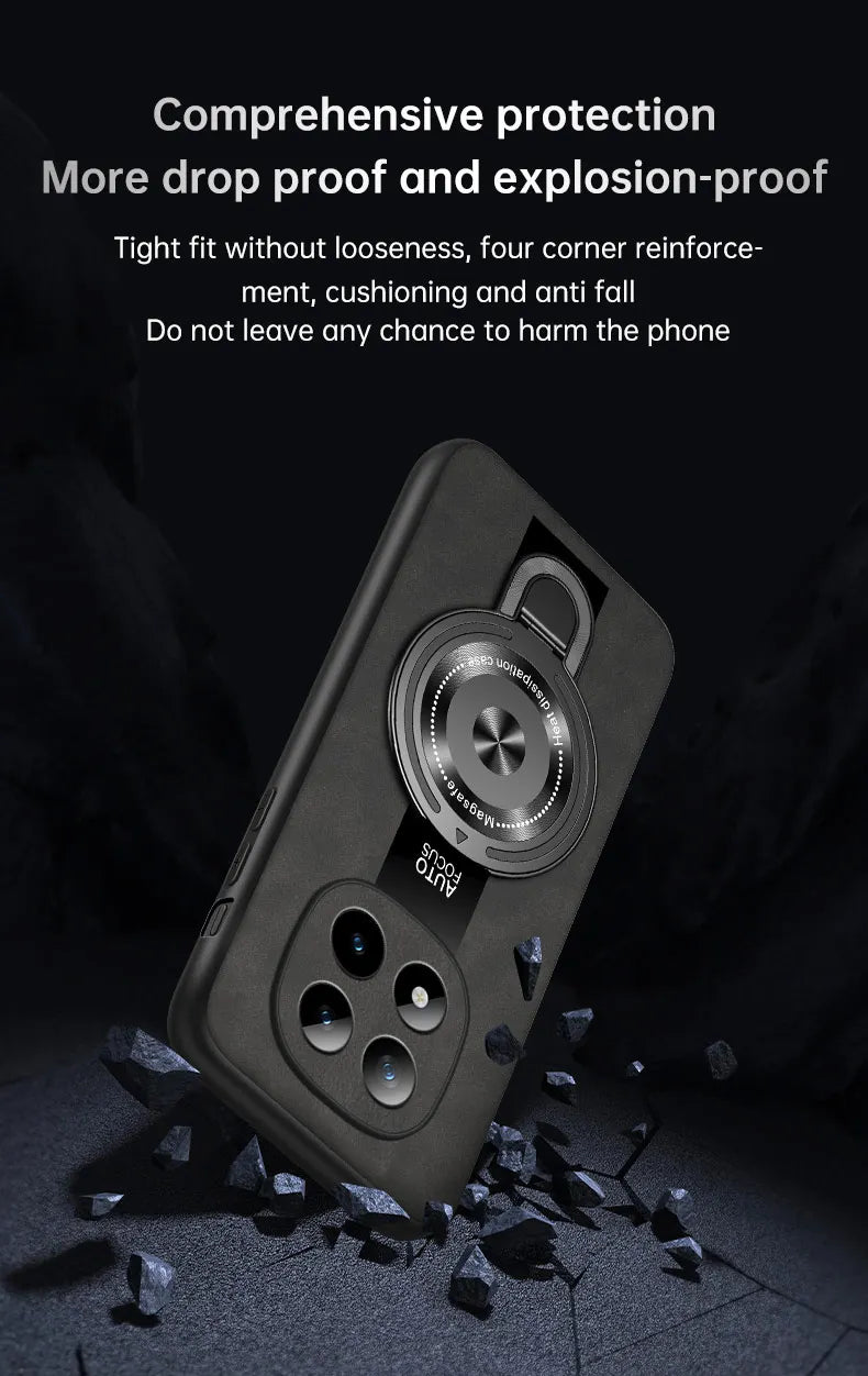For Xiaomi Redmi Note 15 Pro and Note15 Pro Plus 5G Case Magnetic Holder Silicone PU Leather Plexiglass Premium Back Cover