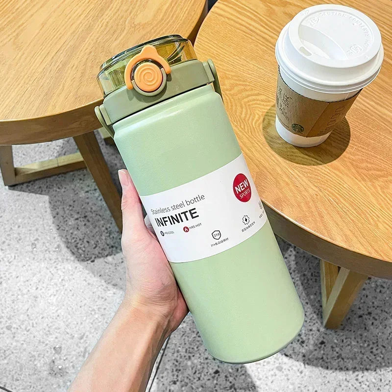 New Large Capacity Thermo Bottle with Straw Stainless Steel Thermal Water Bottle Keep Cold and Hot Thermos Cup Vacuum Flask