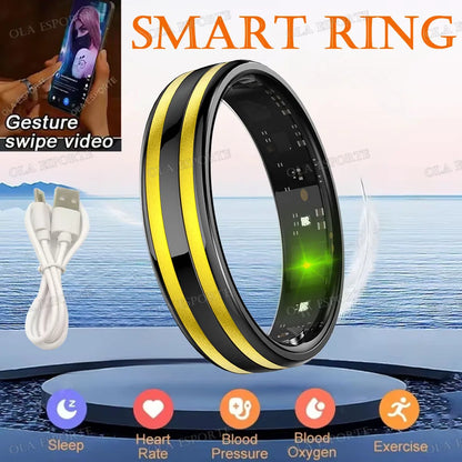 Men Women Smart Ring 5ATM Waterproof Pedometer Multi-function Ring Heart Rate Blood Pressure Monitor Health Smart Ring 2025 New