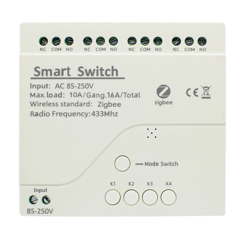 Tuya Zigbee Relay 4CH Smart Home Switch Module APP Remote Control Wireless Radio RF 433 4 Channel Relay for Zigbee Gateway Hub