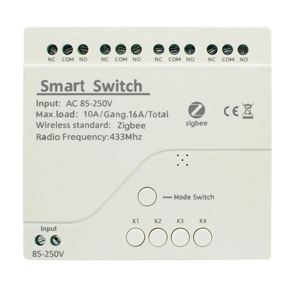 Tuya Zigbee Relay 4CH Smart Home Switch Module APP Remote Control Wireless Radio RF 433 4 Channel Relay for Zigbee Gateway Hub