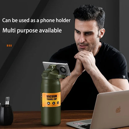 LUSQI 304 Stainless Steel Thermal Mug Outdoor Thermos Bottle Portable Tumbler Vacuum Flasks Cold & Hot Straw Water Bottle