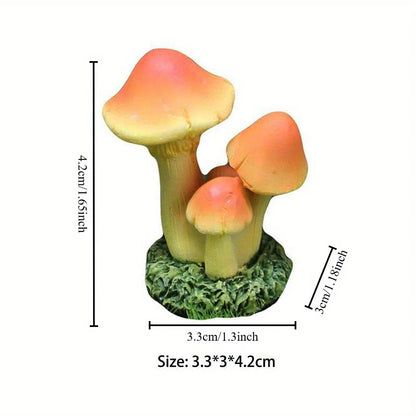 2Pcs Creative Garden Decor Artificial Gift Simulation Mushroom Statue Resin Home Decoration