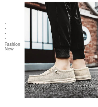 Men's Loafers Shoes Slip-on Easy To Put on Take Off Comfortable Breathable Casual Lightweight Low-Top Men's Canvas Shoes
