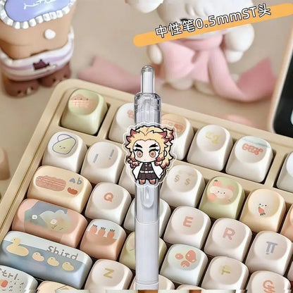 8pcs Demon Slayer fan merchandise push-button pen cartoon anime ST quick-dry 0.5mm ballpoint pen for students study stationery