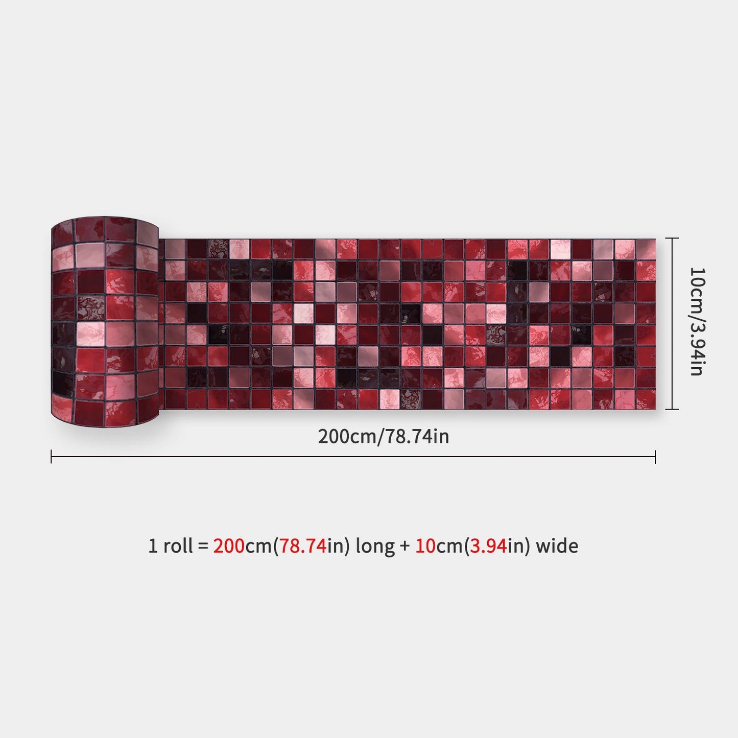 10x200cm Baseboard Sticker Moroccan Mosaic Tile Style Wall Border Sticker DIY Kitchen Bathroom Decoration Waistline Wall Sticker