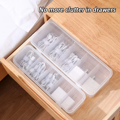 Transparent Data Cable Organizer Case Classification Dustproof Card Organizer Lid Clutter Collection Box for Office Home New
