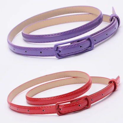 Children Candy Color Belts 1.2cm Super-thin PU Belts Simple Solid Color Lightweight Belts Summer Apparel Accessories