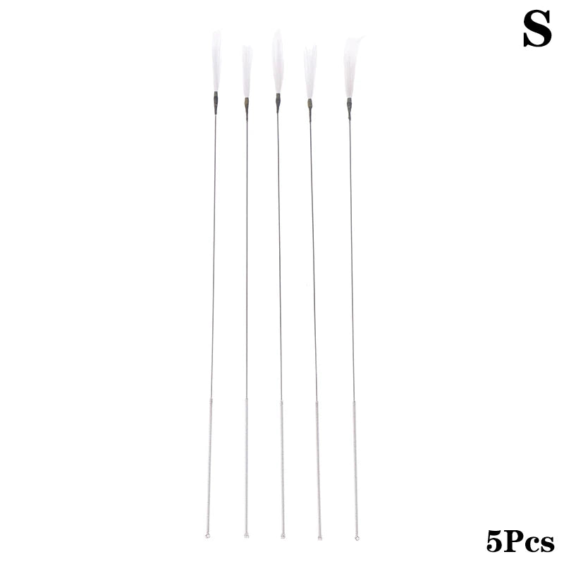 1/5Pcs Goose Feather Stick Ear Picking Elastic Earwax Cleaner Stick Massage Chicken Peacock Feather Silver Needle Ear Dig Tool