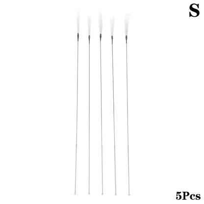 1/5Pcs Goose Feather Stick Ear Picking Elastic Earwax Cleaner Stick Massage Chicken Peacock Feather Silver Needle Ear Dig Tool
