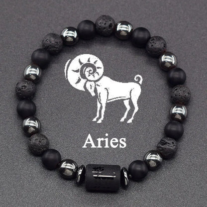 12 Zodiac Constellation Signs Bracelets for Men Women Real Natural Tiger Eye Stone Bead Bracelet Leo Taurus Charm Couple Jewelry