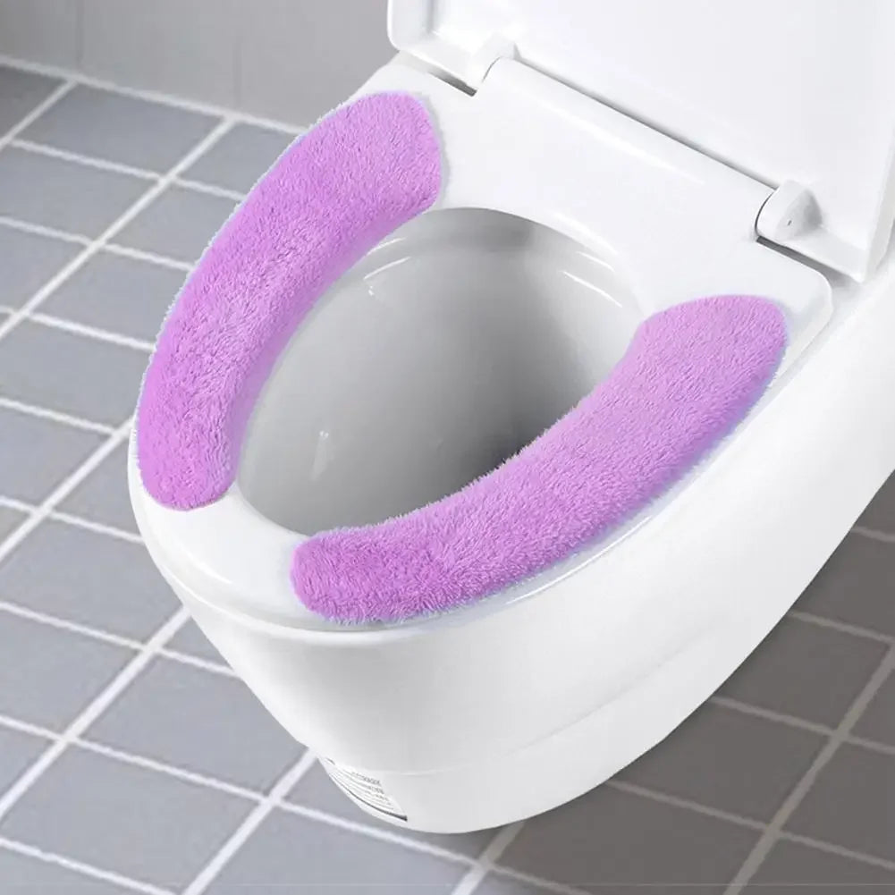 Winter Thick Flannel Toilet Seat Cover Velvet Cushion WC Stickers Toile Cover Universal Washable Bathroom Accessories Toilet Mat
