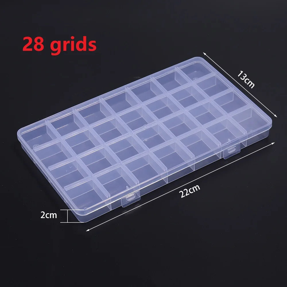 Practical 24/28 Grid Compartment Plastic Transparent Storage Box Earring Bead Screw Holder Case Display Home Organizer Container