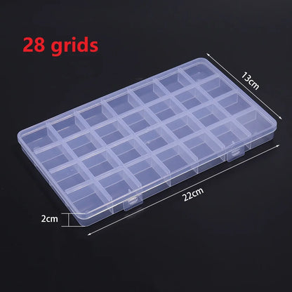 Practical 24/28 Grid Compartment Plastic Transparent Storage Box Earring Bead Screw Holder Case Display Home Organizer Container