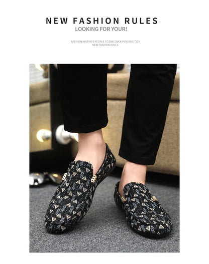 Summer Flat Casual Shoes Men Canvas Loafers Lightweight Breathable Slip-on Shoes Man Comfortable Non-slip Men's Driving Shoes