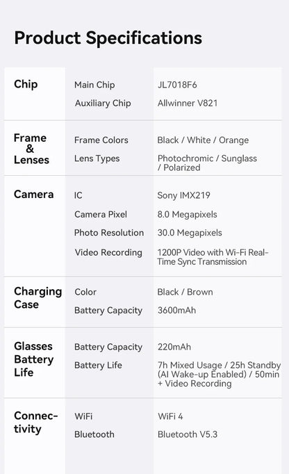 2026New AI Smart Glasses Minimalist Premium Bluetooth Calling Real-time Translation/4K Video Ultra-light TR90 Compatible Eyewear