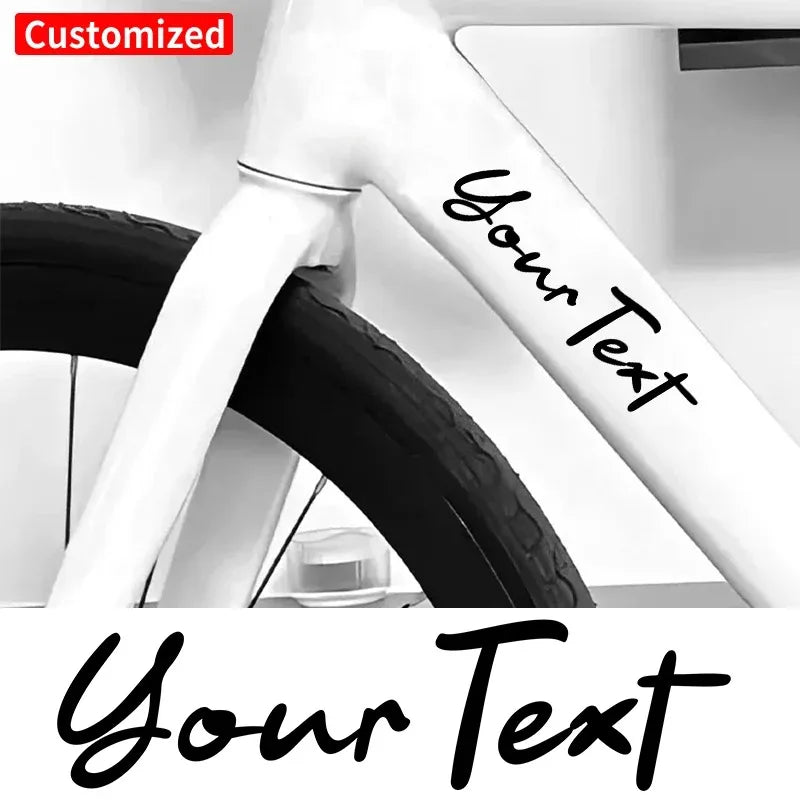 1PC Handwritten Style Custom Bicycle Stickers Frame Personalized Waterproof DIY Motorcycle Helmet MTB Bike Top Tube Vinyl Decals