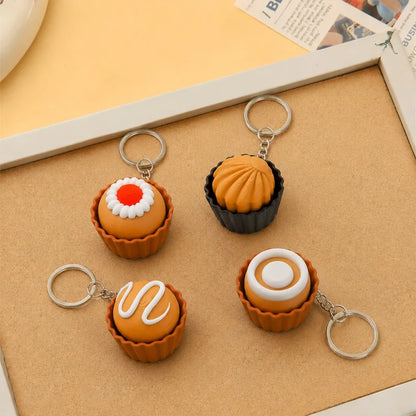 3D Printed Cappuccino Coffee Cup Keyrings Creative Clicker Button Dessert Keychains Office Stress Relief Keyboard Fidgets Gifts
