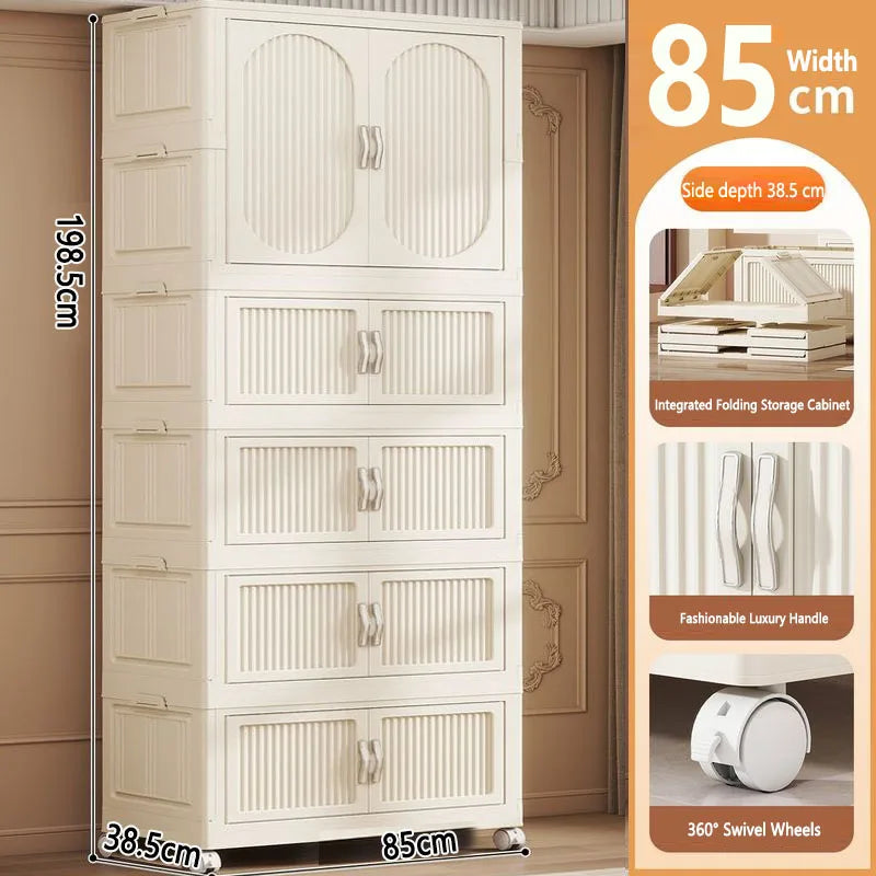 Foldable Baby Closet Plastic Infant Wardrobe Children's Clothing Storage Cabinet for Home Bedroom No Installation Needed