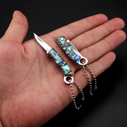 MINI Shell Brass Folding Knife Pocket Keychain Portable Resin Steel Knives Survival EDC Tool Cutter Peeler Hunting Gift