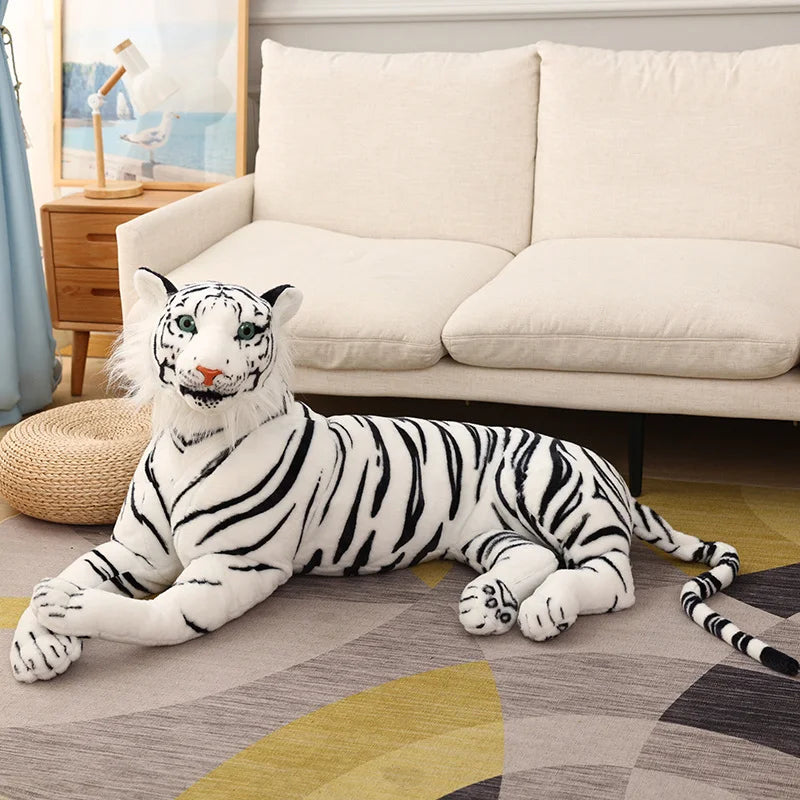 Giant Real Life Tiger Plush Toys Stuffed Soft Wild Animals Simulation White Tiger Jaguar Doll Children Kids Birthday Gifts Decor