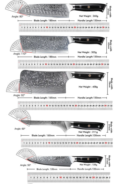 F.YOUNG Professional Kitchen Knives Damascus Steel Japanese Chef Knife Slicer Sashimi Utility Fruit Cooking Kitchenware Utensils