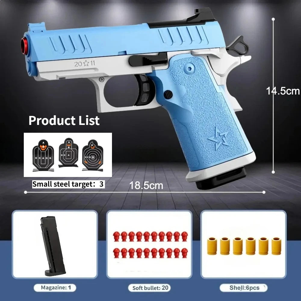 2011 G17 Shell Ejecting Blowback Pistol Continuous Shooting Outdoor Game Toy Gun for Kids Adults Birthday Gift