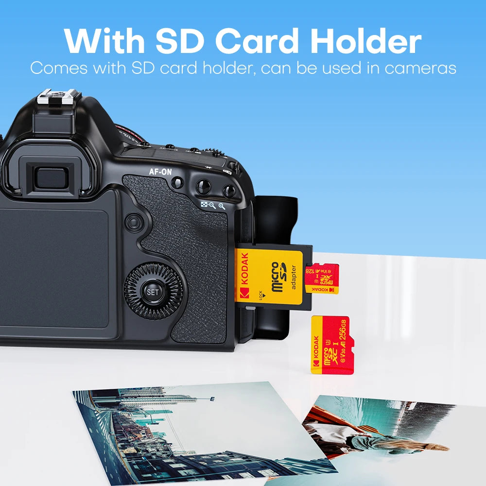 Kodak Mircosd Card with Adapter U3 V30 Class 10 Micro sd Card Memory Card TF Card 32GB/64GB/128GB/256GB Supports 4K & Full HD