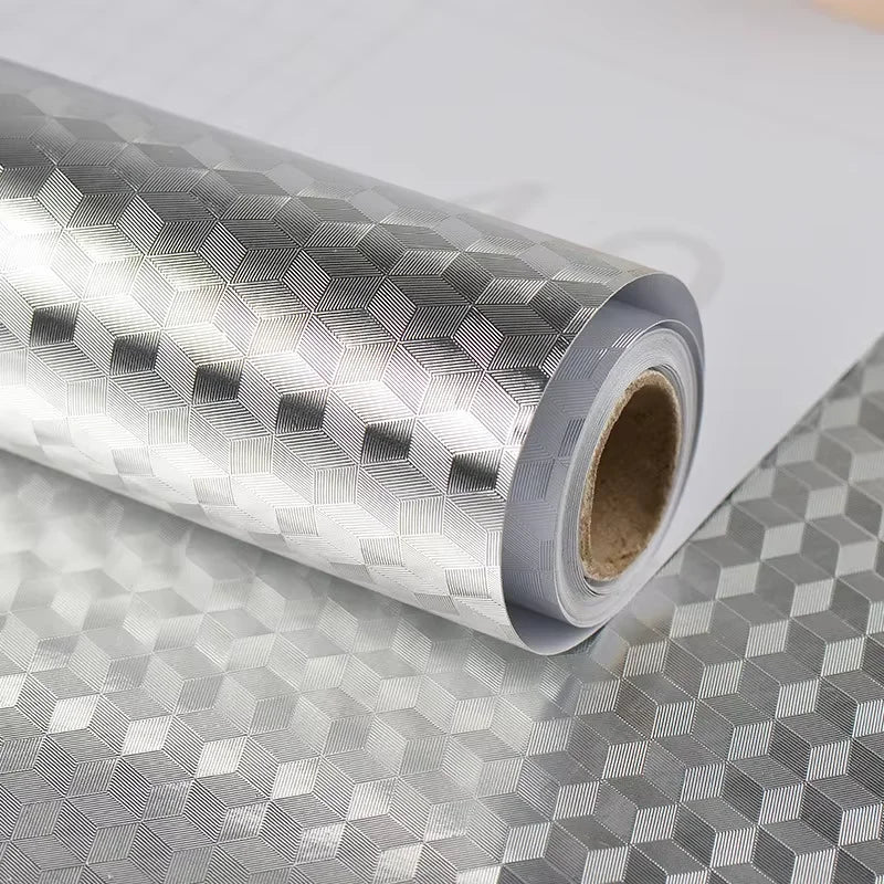 kitchen stickers self-adhesive aluminum foil anti-oil waterproof wallpaper for countertops drawers cabinets shelves line