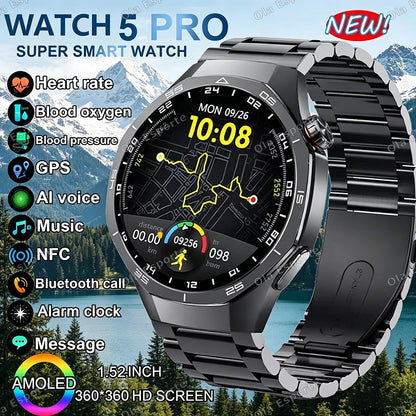2026 Sports Watch 5 Pro GPS Track Smart Watches Men 1.52"AMOLED Full Touch Screen Waterproof Bluetooth Talk Smart Bracelet Hw12