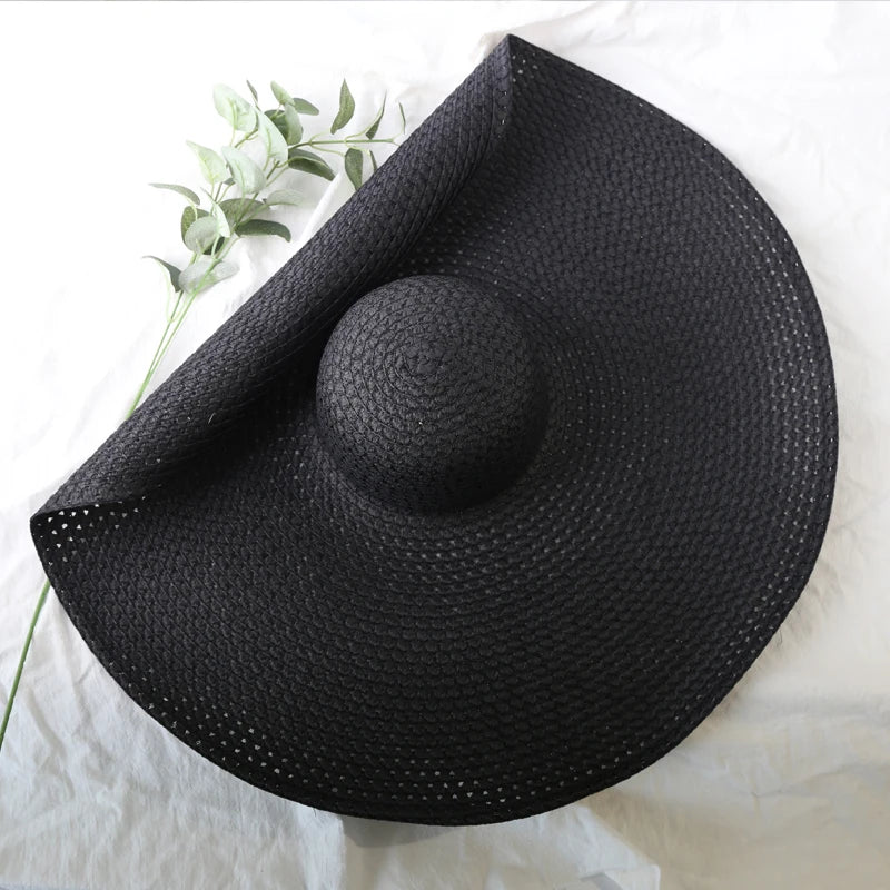 70cm Oversized  Wide Brim Sun Hat Travel  Large UV Protection Beach Straw Hats Women's Summer Floppy Foldable Chapeaux Wholesale