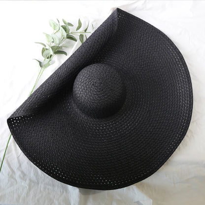 70cm Oversized  Wide Brim Sun Hat Travel  Large UV Protection Beach Straw Hats Women's Summer Floppy Foldable Chapeaux Wholesale