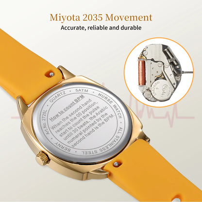 BERNY Women's Watches Nurse Watch Casual Simple Ladies Gold Quartz Watches Luminous Easy Read Waterproof Sport Women Wristwatch
