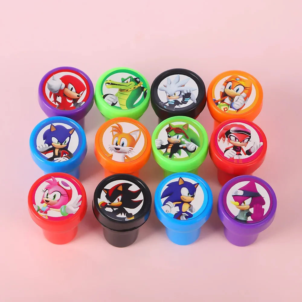 2026！！12PCS/set Sonic Seal Anime Figure Peripherals Cute Children Cartoon Seal Toys Multiple Patterns Boys Girls Birthday Gifts