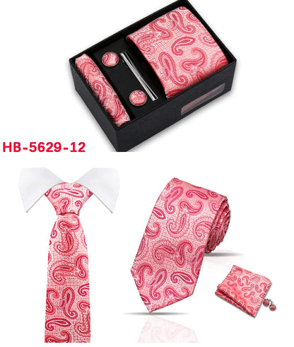 Classic Mens Tie Set Paisley Hanky Cufflinks In Gift Box Jacquard Woven Neckties Set For Men Formal Wedding Fashion Accessories