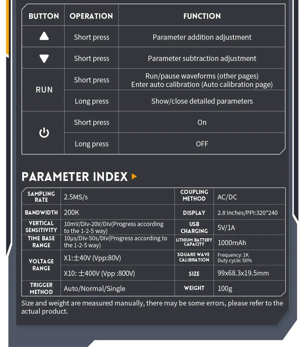 FNIRSI Professional NEW DSO152 Handheld Digital Oscilloscope: 2.5MSa/s Sampling, 200KHz Bandwidth, 800 VPP PWM Output