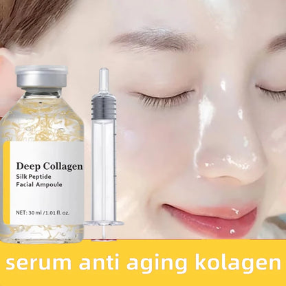 Anti-Aging Face Ampoule Collagen Silk Peptide Serum, Skin Tightening Lifting Boost Elasticity Fade Fine Lines Wrinkles Facial