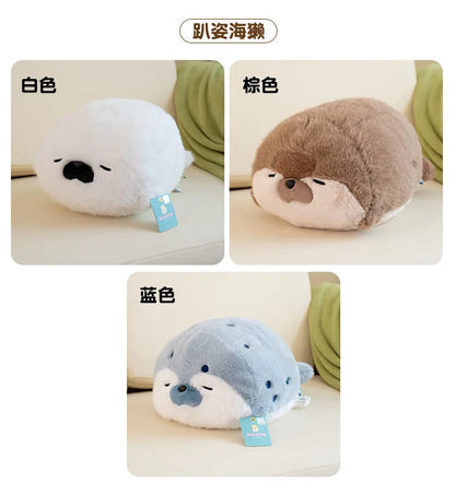 40CM Cute Seal Plush Pillow Lifelike Simulation Stuffed Sea Otter Soft Doll Animal Toy Kawaii Cartoon Blue Brown Otter Kid Gift