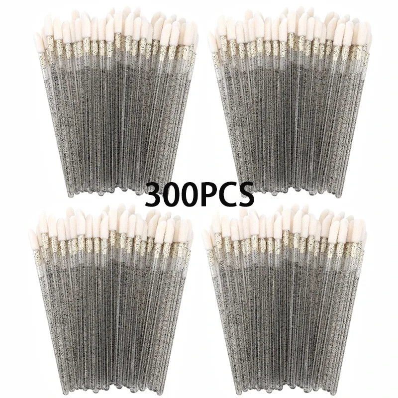 300/500PCS Crystal Lip Brushes Set Wholesale Lipstick Gloss Wands Applicators For Eyelash Extension Makeup Brush Beauty Tool