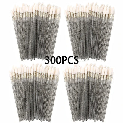 300/500PCS Crystal Lip Brushes Set Wholesale Lipstick Gloss Wands Applicators For Eyelash Extension Makeup Brush Beauty Tool