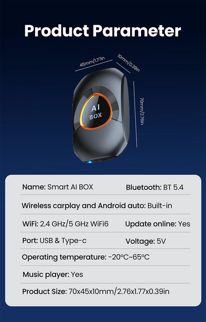 CarRocket Android 15.0 System AI Box Wireless CarPlay & Auto Adapter 4K Video Support Compatible with Factory CarPlay & Android
